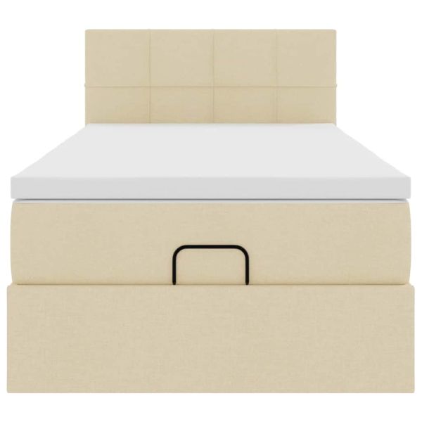 Османска легло с матрак, кремаво, 100x200 см, плат