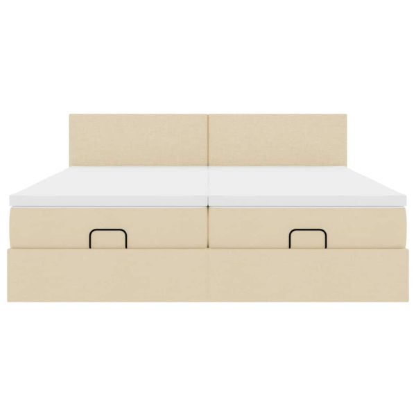 Османска легло с матраци, кремаво, 200x200 см, плат