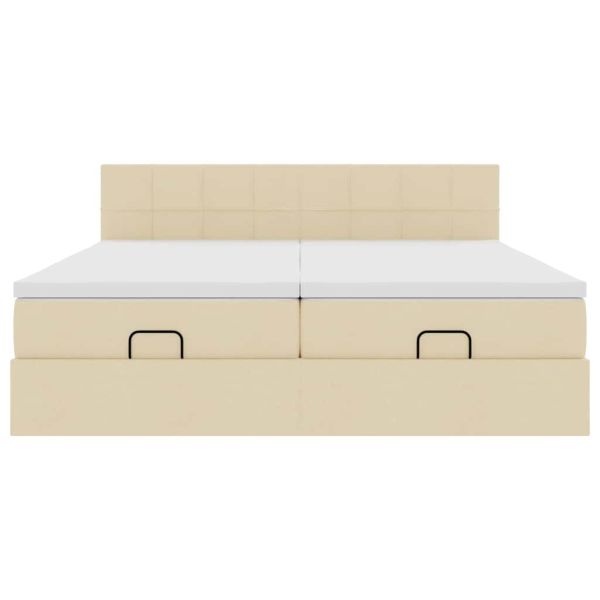 Османска легло с матраци, кремаво, 200x200 см, плат