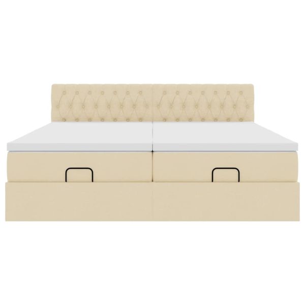 Османска легло с матраци, кремаво, 200x200 см, плат