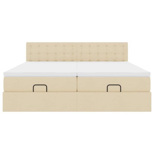 Османска легло с матраци, кремаво, 200x200 см, плат