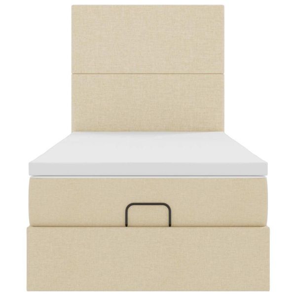 Османска легло с матрак, кремаво, 100x200 см, плат