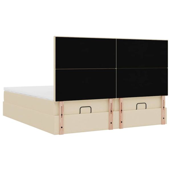 Османска легло с матраци, кремаво, 200x200 см, плат