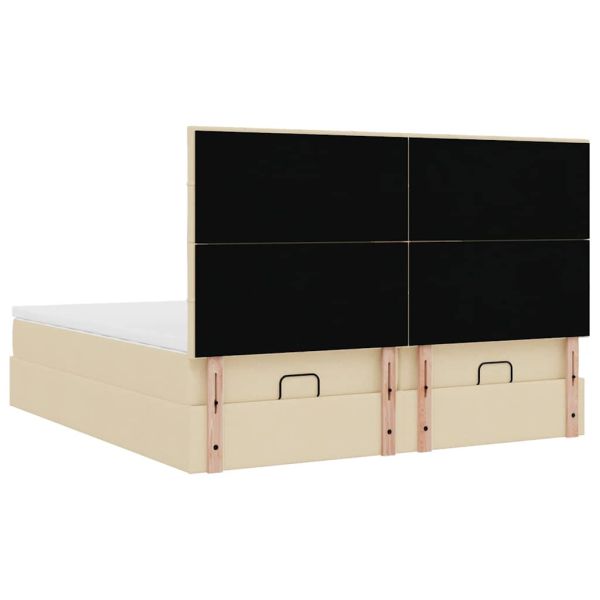 Османска легло с матраци, кремаво, 200x200 см, плат