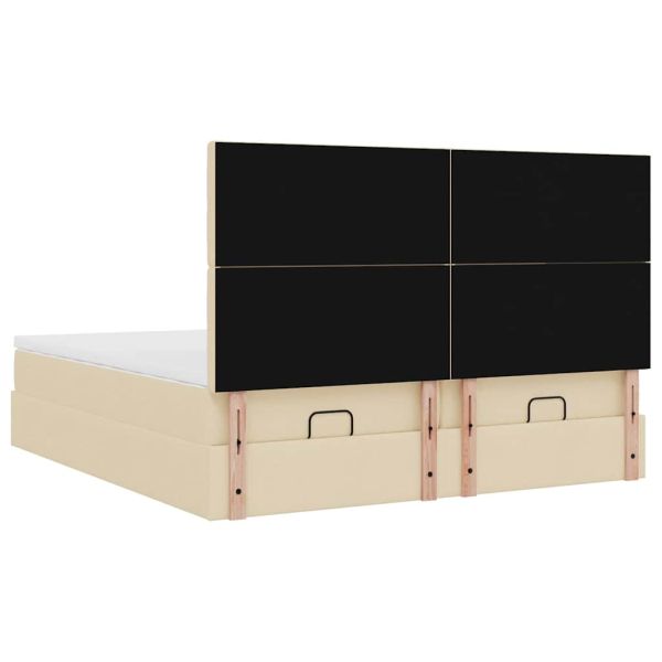 Османска легло с матраци, кремаво, 200x200 см, плат