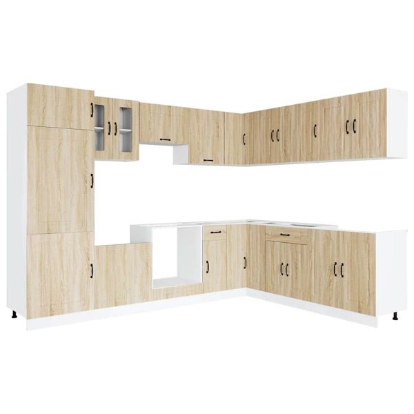 Комплект кухненски шкафове от 14 части Kalmar, инженерно дърво