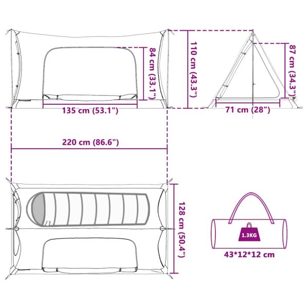 Вътрешна палатка Черен 220 x 128 x 110 см Мрежа