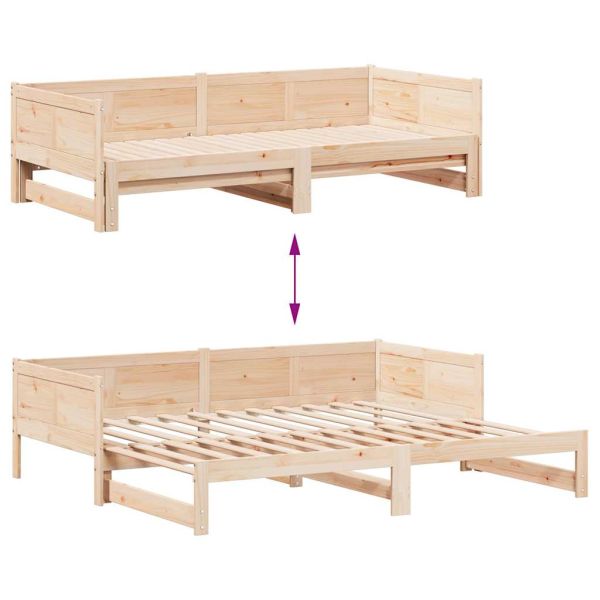 Легло с разтегателен механизъм за деня Кафяво Солиден бор