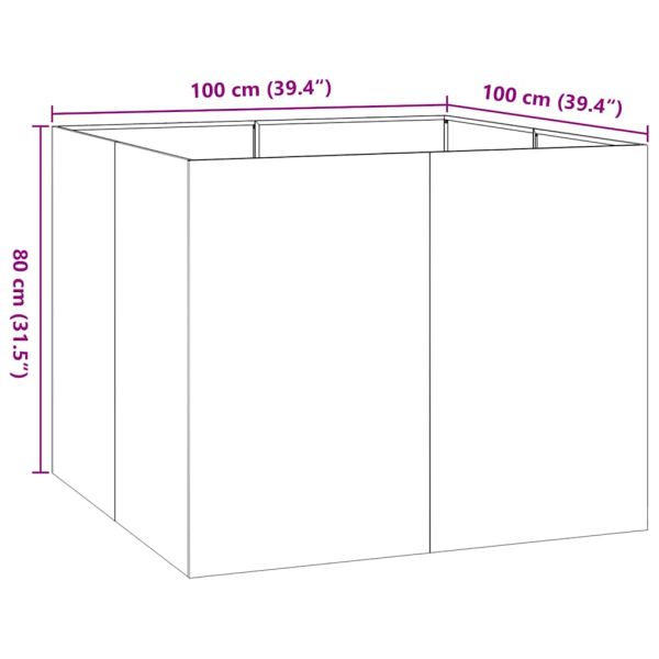 Кашпа, ръждива, 100x100x80 см, патинираща стомана