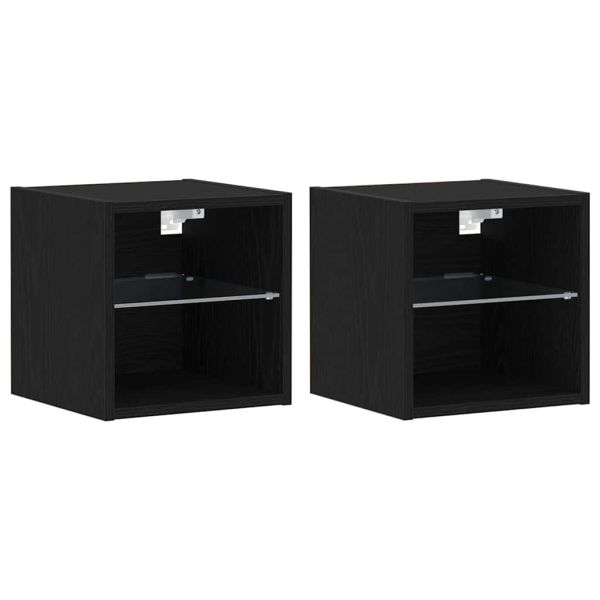 LED стенен нощен шкаф с Черно Инженерно дърво