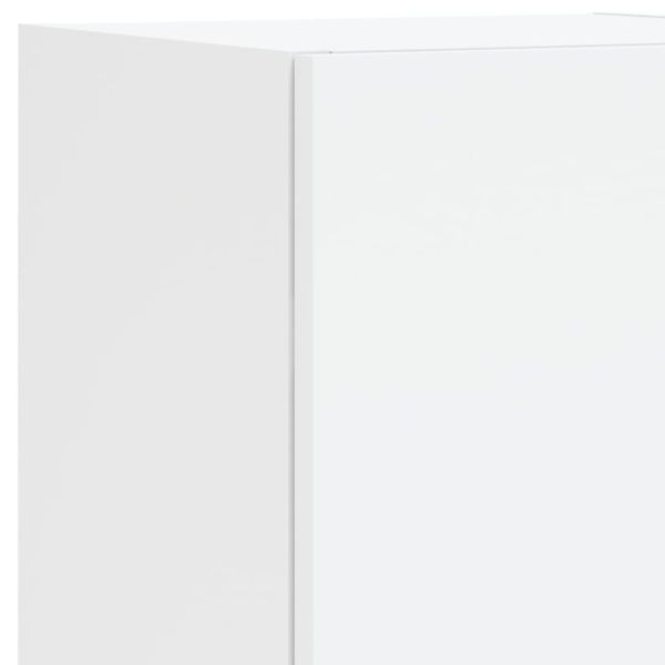 Комплект ТВ стенни шкафове, 7 части, с LED светлини, бели