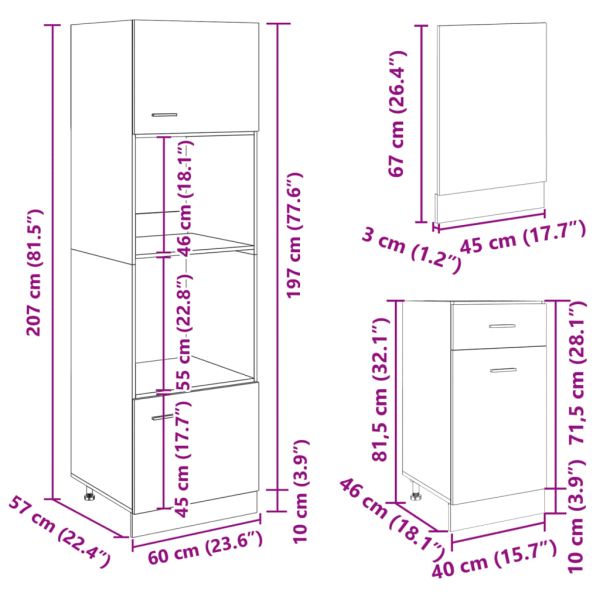 Комплект кухненски шкафове, 7 части, "Lyon", дъб сонома, инженерно дърво