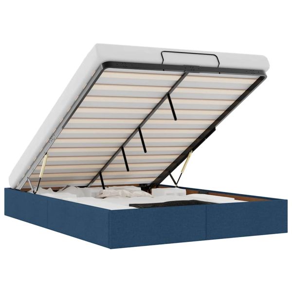 Османска рамка за легло без матрак, синя, 140x200 см, плат