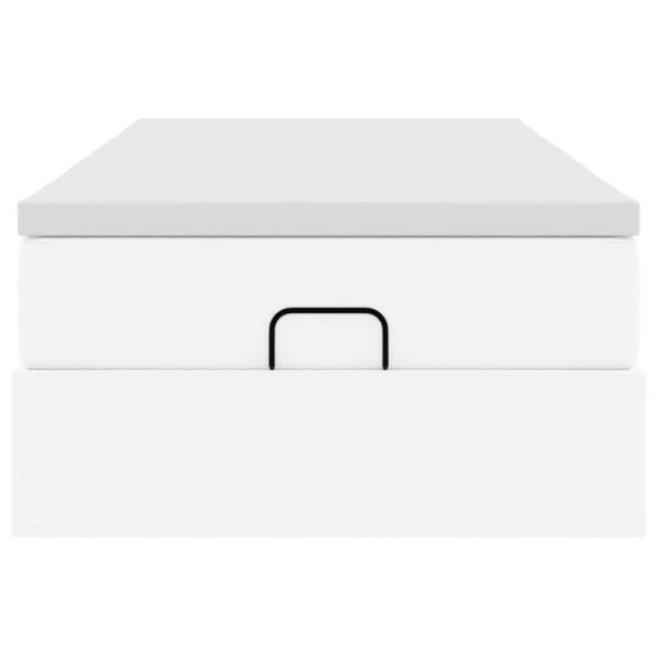 Османска легло с матрак, бяло, 90x190 см, изкуствена кожа