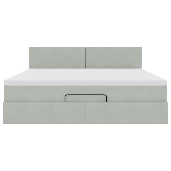 Османско легло с матрак Светло сиво 180x200 cm Кадифе