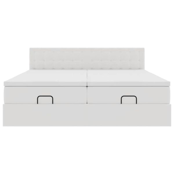 Османска легло с матраци, бяло, 160x200 см, изкуствена кожа