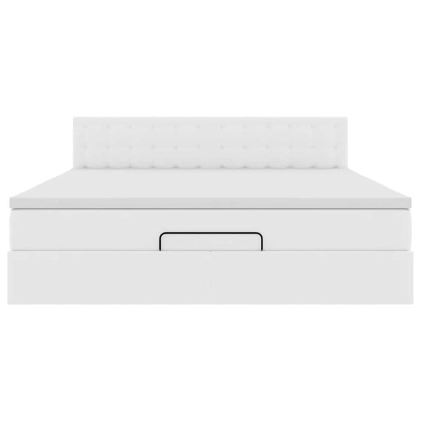 Османска легло с матраци&LED, бяло, 160x200 см, изкуствена кожа