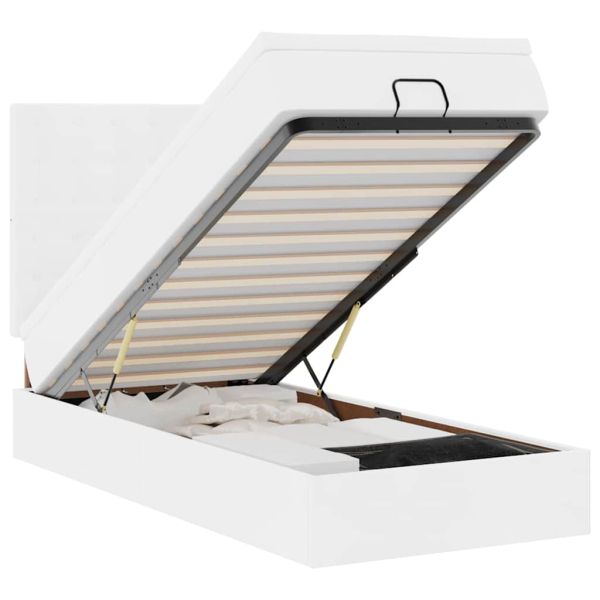 Османска легло с матрак, бяло, 90x190 см, изкуствена кожа