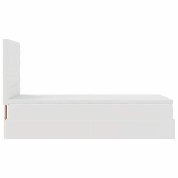 Османска легло с матрак, бяло, 90x190 см, изкуствена кожа