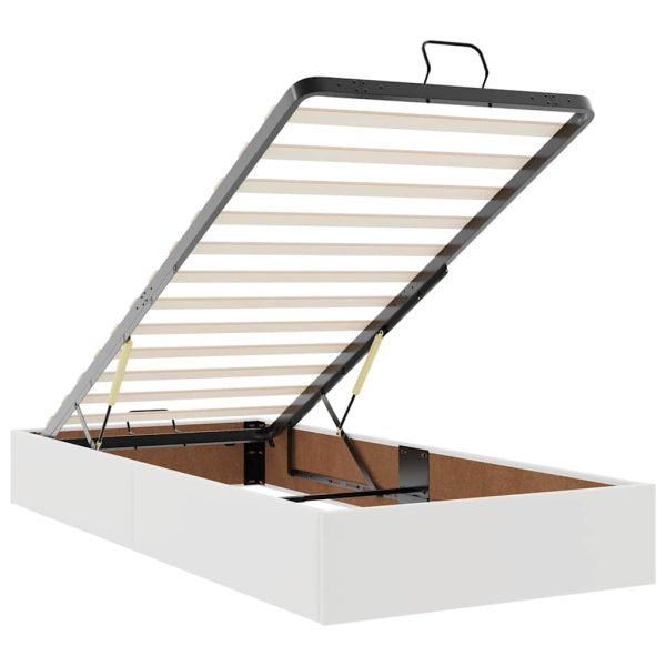 Османска легло с матрак, бяло, 90x190 см, изкуствена кожа