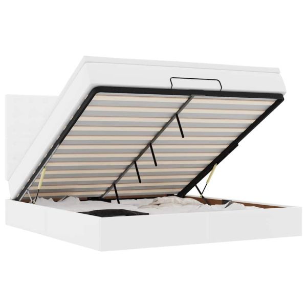 Османска легло с матрак, бяло, 160x200 см, изкуствена кожа