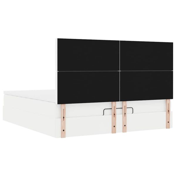 Османска легло с матрак, бяло, 160x200 см, изкуствена кожа