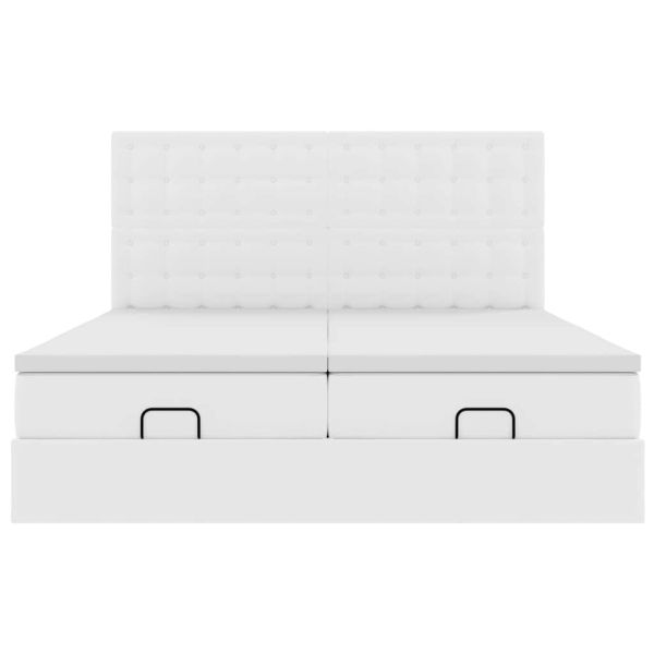 Османска легло с матраци&LED, бяло, 160x200 см, изкуствена кожа