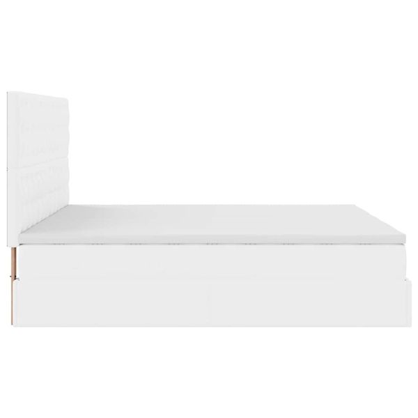 Османска легло с матраци&LED, бяло, 160x200 см, изкуствена кожа