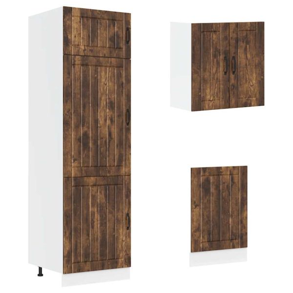 Комплект кухненски шкафове от 8 части "Lucca" опушен дъб, инженерна дървесина