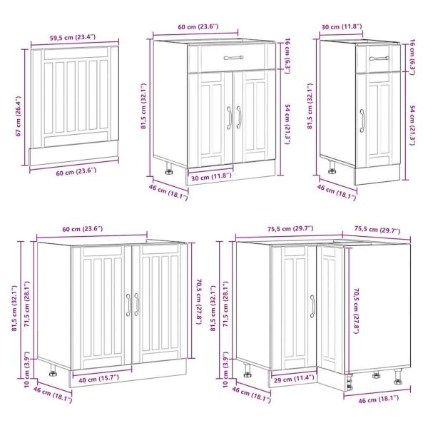 Комплект кухненски шкафове от 4 части Lucca, инженерно дърво