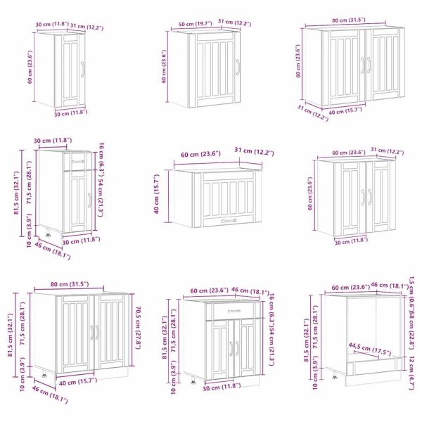 Комплект кухненски шкафове от 14 части Lucca, инженерно дърво