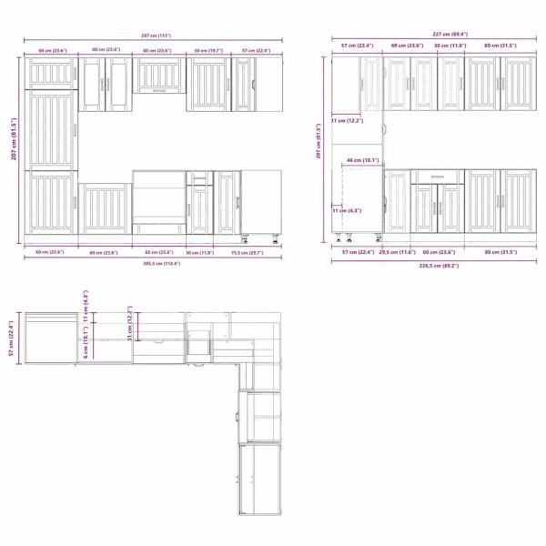 Комплект кухненски шкафове от 14 части Lucca, инженерно дърво