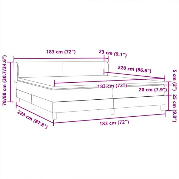 Box Spring легло с матраци Светло сиво 180x220 cm кадифе