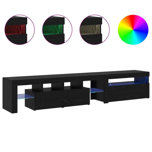 ТВ шкаф 2 pcs Черния дъб 260 x 37 x 40 см Инженерно дърво