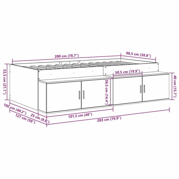 Рамка за легло с чекмедже Дъб 100 x 200 cm Инженерно дърво