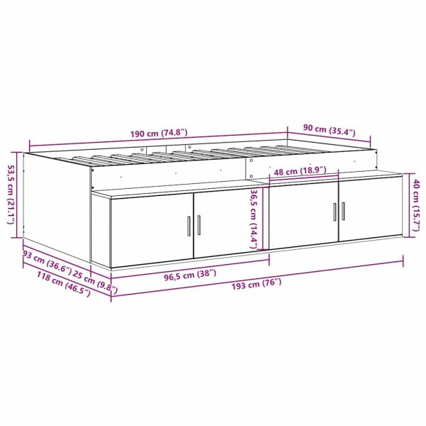 Рамка за легло Циментено сиво 90 x 190 cm Инженерно дърво