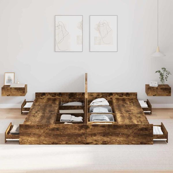 Легло с място за съхранение с таблото Димян дъб 180 x 200 cm