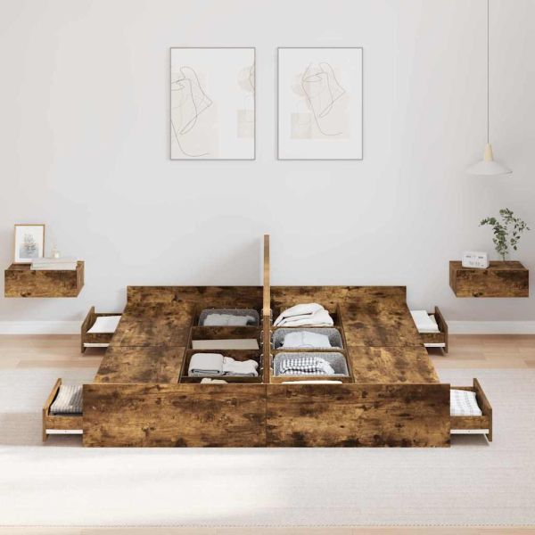 Легло с място за съхранение с таблото Димян дъб 140 x 200 cm