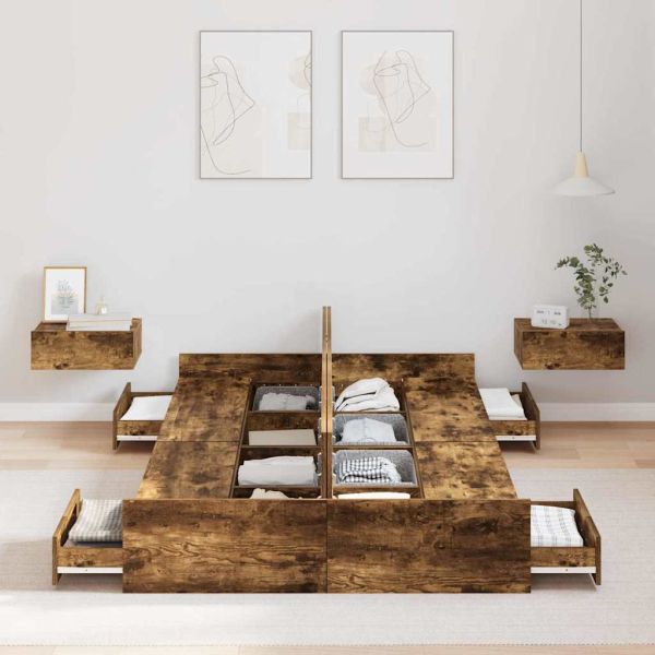 Легло с място за съхранение с таблото Димян дъб 120 x 200 cm