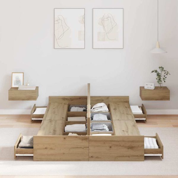 Легло с място за съхранение Дъб 120 x 190 cm Инженерно дърво