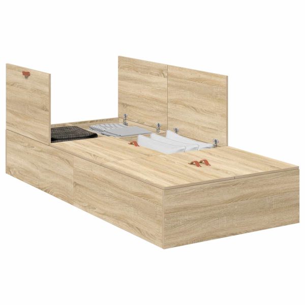 Легло с място за съхранение Сонома дъб 90 x 190 cm