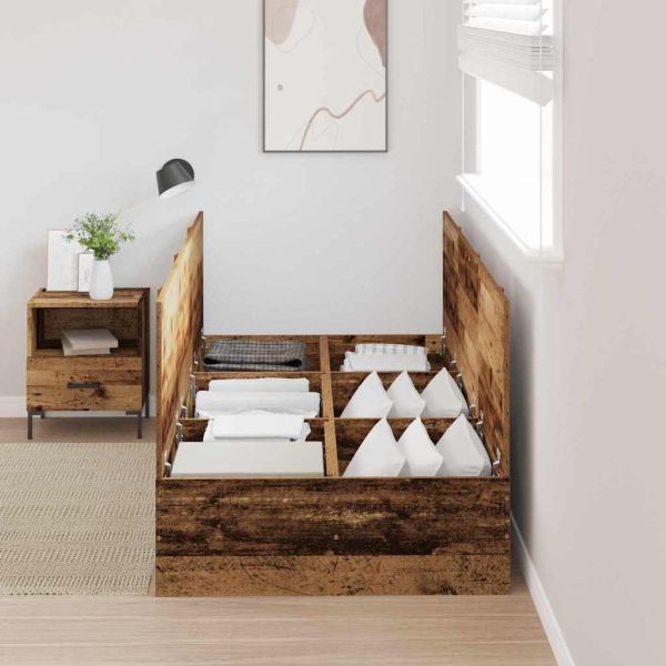 Легло с място за съхранение Старо дърво 70 x 190 cm