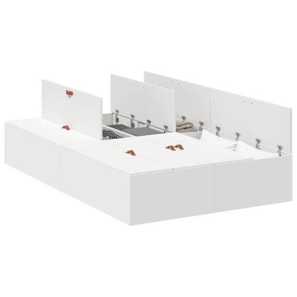 Легло с място за съхранение Бяло 120 x 190 cm Инженерно дърво