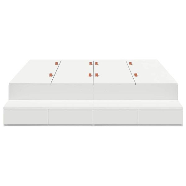 Легло с място за съхранение Бяло 150 cm Инженерно дърво