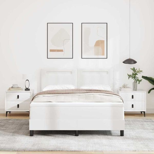 Легло с пружинирана основа Бяло 160 x 200 cm Изкуствена