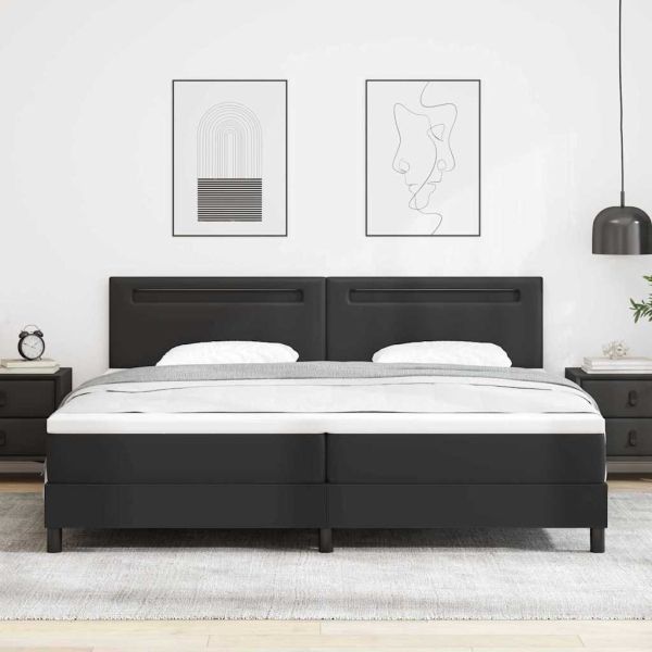 Легло с пружинирана основа Черно 200 x 200 cm Изкуствена