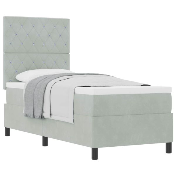 Легло с пружинирана основа Светлосиво 80 x 200 cm текстил