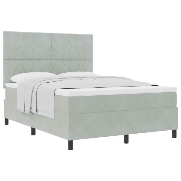 Легло с пружинирана основа Светлосиво 140 x 190 cm текстил