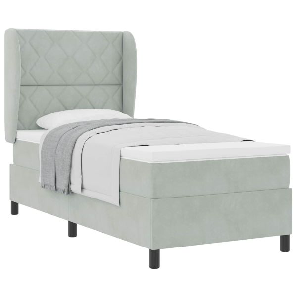 Легло с пружинирана основа Светлосиво 200 x 100 cm Полиестер