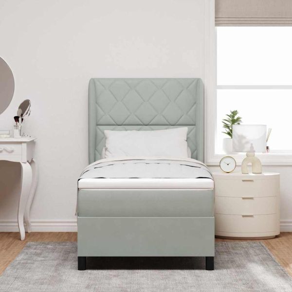 Легло с пружинирана основа Светлосиво 200 x 100 cm Полиестер